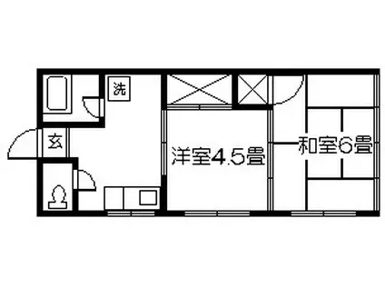 葉月荘(2K/1階)の間取り写真