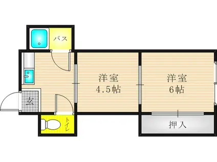 シャトー翠松(2K/3階)の間取り写真