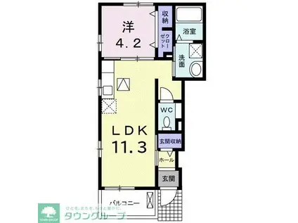 グラース・アビタシオンIII(1LDK/1階)の間取り写真