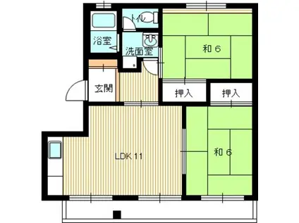 坪郷アパート(2LDK/2階)の間取り写真