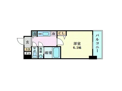 プレサンスタワー難波ウエスト(1K/8階)の間取り写真