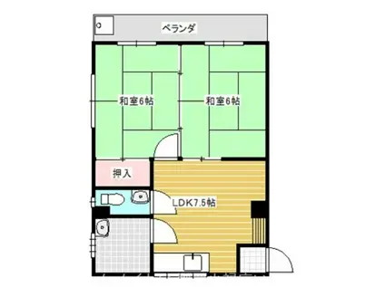 知念アパート(2DK/2階)の間取り写真