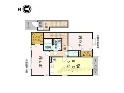 ハイツメビウスAB(2LDK/2階)の間取り写真