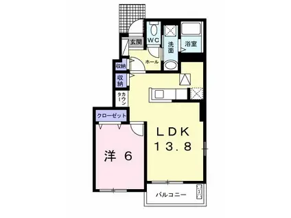 ルソレイユ大東(1LDK/1階)の間取り写真