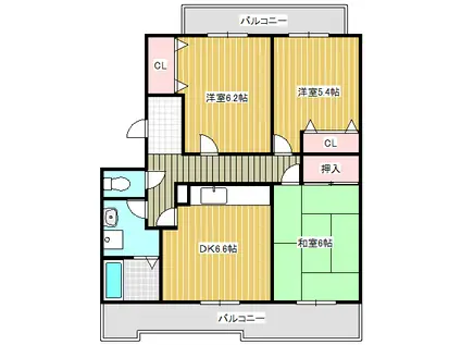 井吹東シティコート(3DK/3階)の間取り写真