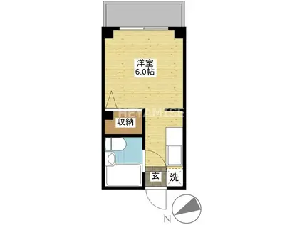 ドルフィン大浦(ワンルーム/6階)の間取り写真