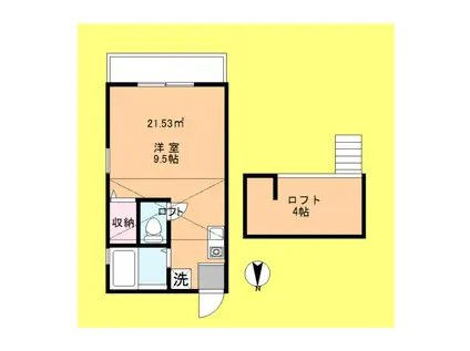 亀有5丁目アパート(ワンルーム/2階)の間取り写真