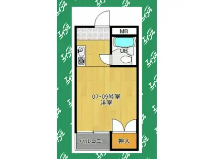 パール熱田(ワンルーム/2階)の間取り写真