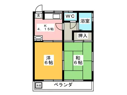 エースハイツわかばだい(2K/1階)の間取り写真