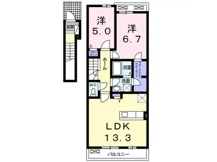 カスターニャ(2LDK/2階)の間取り写真