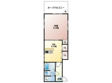 神崎ビル(1DK/4階)の間取り写真