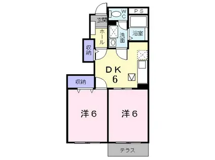 パインビレッジA(2DK/1階)の間取り写真