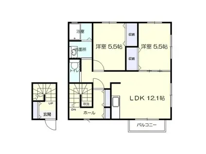 プリムローズ伍番館(2LDK/2階)の間取り写真