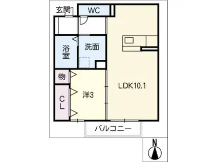 フライハイト(1LDK/1階)の間取り写真