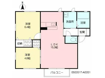 サニーコートYA II(2LDK/2階)の間取り写真