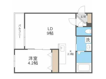 LIGARE ASABU リガーレアサブ(1LDK/1階)の間取り写真