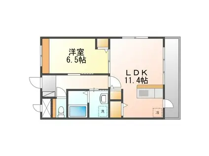 BLESSING WIND 絆(1LDK/3階)の間取り写真