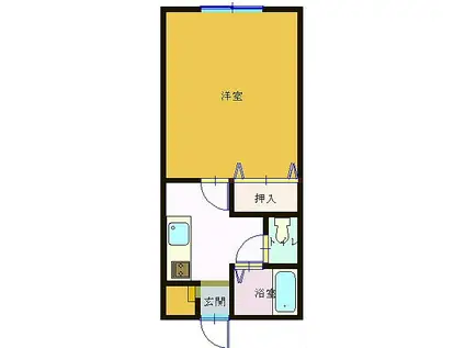 ロマーノハイツ三角(1K/2階)の間取り写真