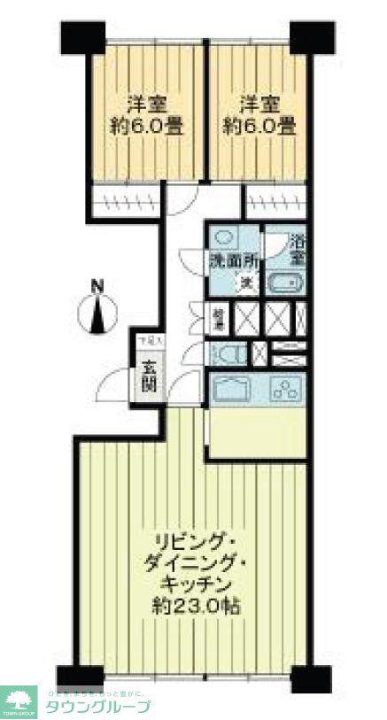 湯島ハイタウンA棟(2LDK/16階)の間取り写真