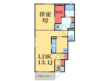 グランフェリシアC(1LDK/1階)の間取り写真