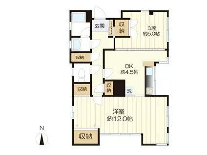 河井マンション(2DK/1階)の間取り写真