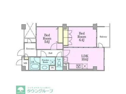 カスタネア栗平(2LDK/7階)の間取り写真