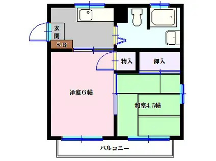 テラス唐沢(2K/3階)の間取り写真