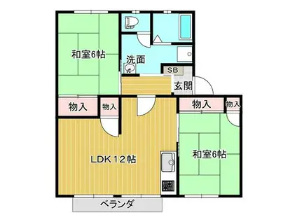 JR播但線 野里駅 徒歩10分 2階建 築30年(2LDK/2階)の間取り写真