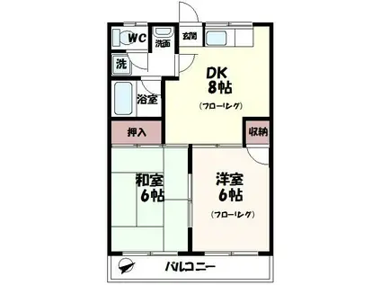 コーポ麻生(2DK/1階)の間取り写真