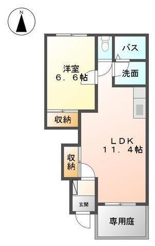 スターテラス 小池原(1LDK/1階)の間取り写真