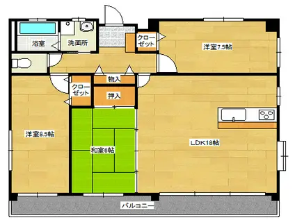 パークステージD(3LDK/2階)の間取り写真
