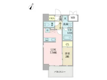 プロシード日赤通(1LDK/6階)の間取り写真