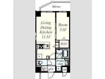 JR大阪環状線 福島駅(阪神) 徒歩15分 8階建 築7年(1LDK/5階)の間取り写真