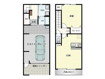 ベース ガレージ(1LDK/1階)の間取り写真