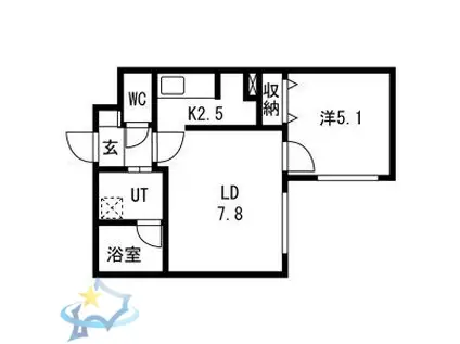 ドゥーロジュマンIII(1LDK/3階)の間取り写真