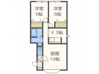 ルミエールサガノ(2LDK/2階)の間取り写真