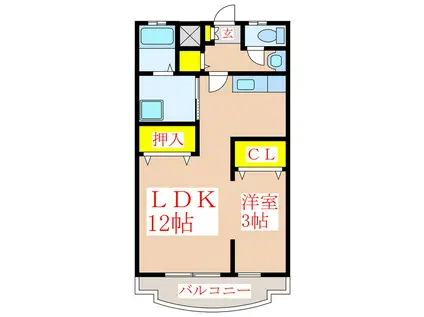 セレクト溝辺(1LDK/3階)の間取り写真