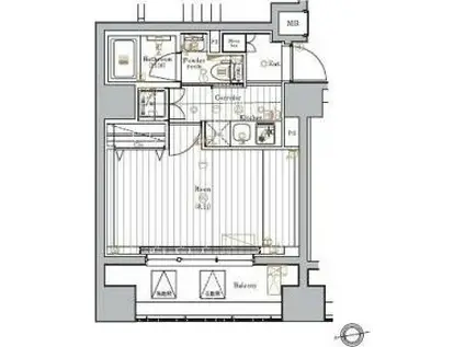 マスターマインド十番(1K/3階)の間取り写真