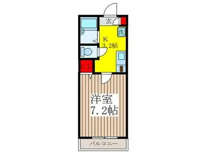 ベリーコート(1K/2階)の間取り写真