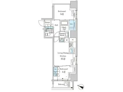 パークアクシス神保町(2LDK/3階)の間取り写真
