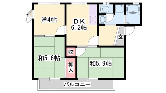 ハイツ神和(3DK/1階)の間取り写真
