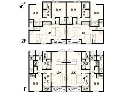 CREDO下南部(2LDK/2階)の間取り写真