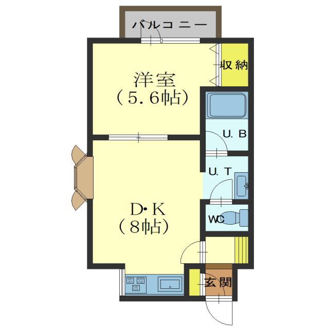 アルム桔梗(1DK/1階)の間取り写真