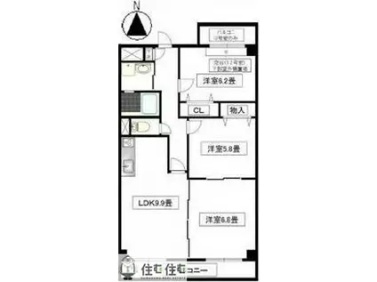 ベルカーサ東山台I(3LDK/3階)の間取り写真