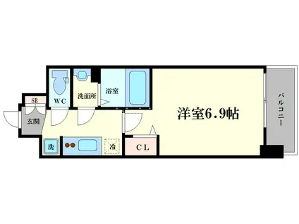 アドバンス大阪ベイココナ(1K/6階)の間取り写真