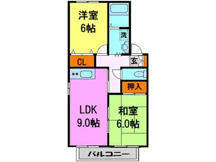 サンハイム(2LDK/2階)の間取り写真