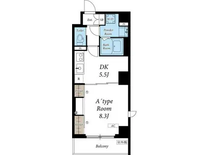 リブリ・神楽坂(1DK/5階)の間取り写真