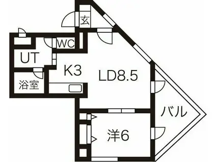 さんぱちBLDI(1LDK/9階)の間取り写真
