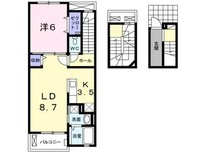 サンモリッツIII(1LDK/3階)の間取り写真
