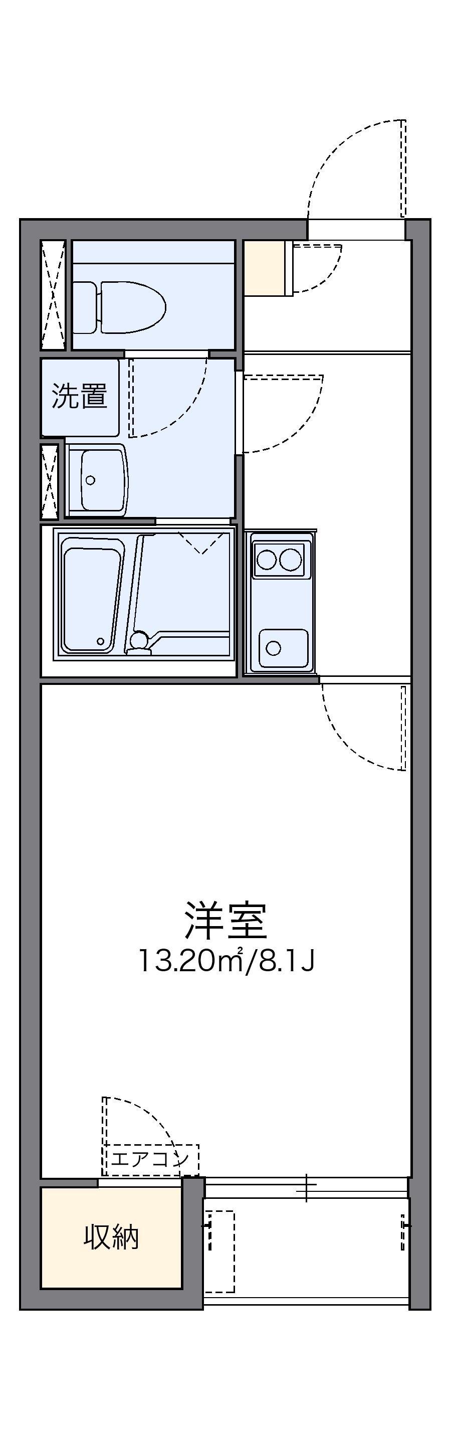 レオネクストシャーマー筋川(1K/1階)の間取り写真